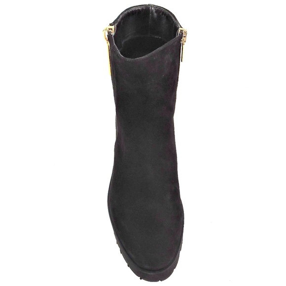 LUIGI TRAINI 🇮🇹 WOMEN'S SOFT BLACK SUEDE COMFORT WINTER FLAT BOOTIE - Picture 6 of 9